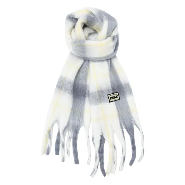 匹克 保暖流苏撞色渐变千鸟格韩系加厚防寒 聚酯纤维 绒线围巾 男女同款情侣款