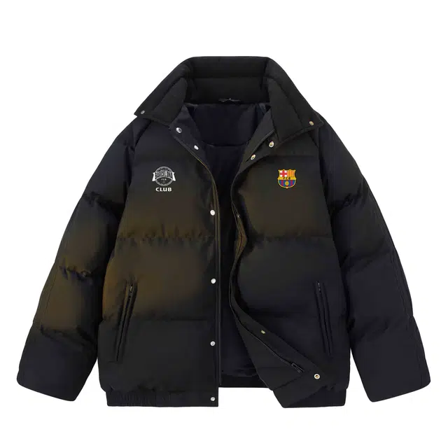 巴塞罗那足球俱乐部 美式宽松休闲百搭保暖加厚防寒面包外套立领无性别主义长袖棉服 男女同款