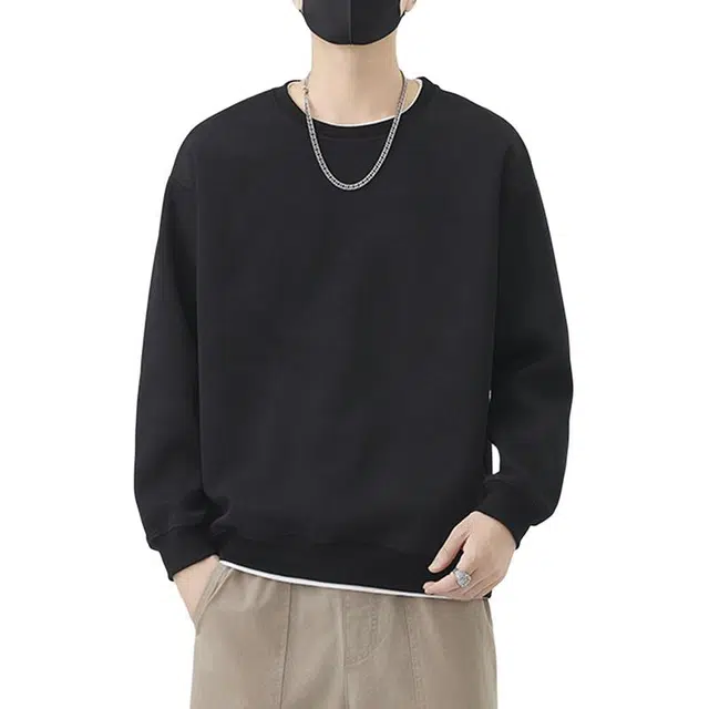 么宁 秋冬季圆领套头长袖休闲外套情侣宽松上衣简约百搭内搭打底衫舒适透气户外运动个性痞帅卫衣 男女同款