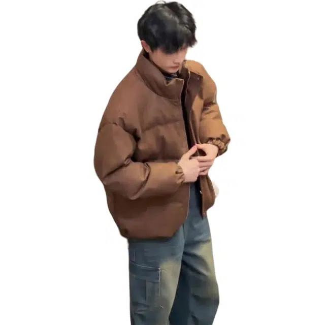 黑马漫画 时尚舒适背面字母印花穿搭复古保暖棉服 男女同款