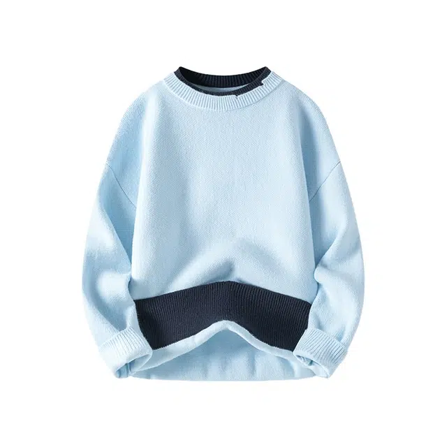 洋气先生 美式潮牌时尚潮流简约纯色软糯慵懒舒适保暖宽松外穿上衣长袖日常通勤基础款甜美酷帅休闲百搭针织衫 男女同款