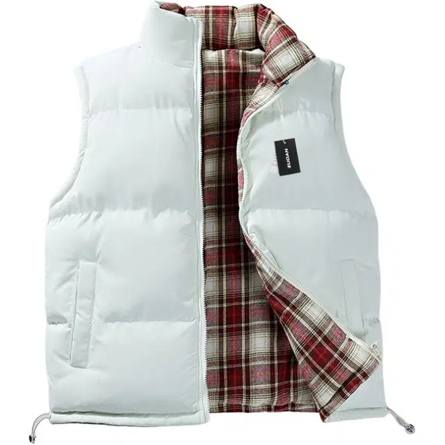 左岸 双面穿棉马夹男秋冬青少年外穿保暖坎肩防风背心外套美式格子拼接马甲 男款