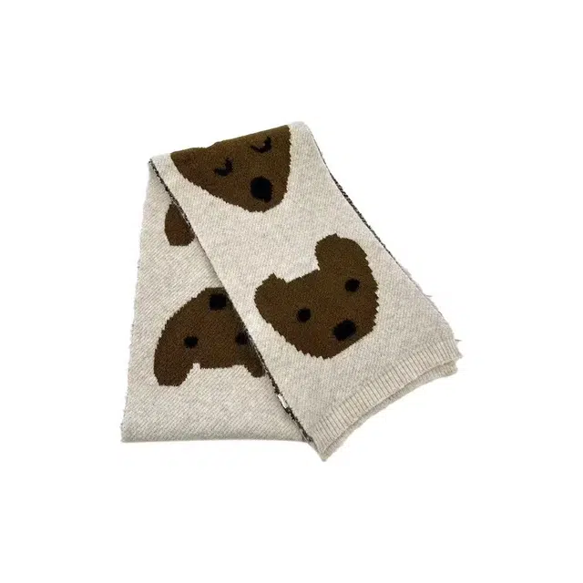 恩僾德 日系可爱眼镜小狗百搭针织防寒保暖 聚酯纤维 绒线围巾 男女同款情侣款