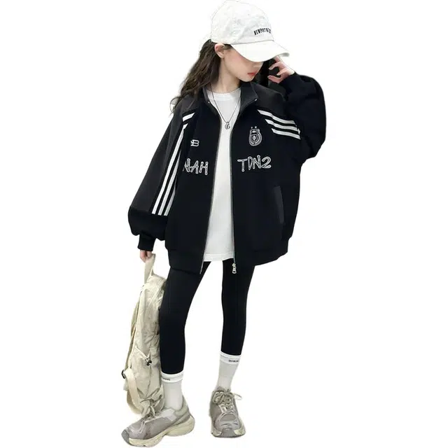 黑恐龙棒球服 秋季洋气运动上衣中大童休闲秋装