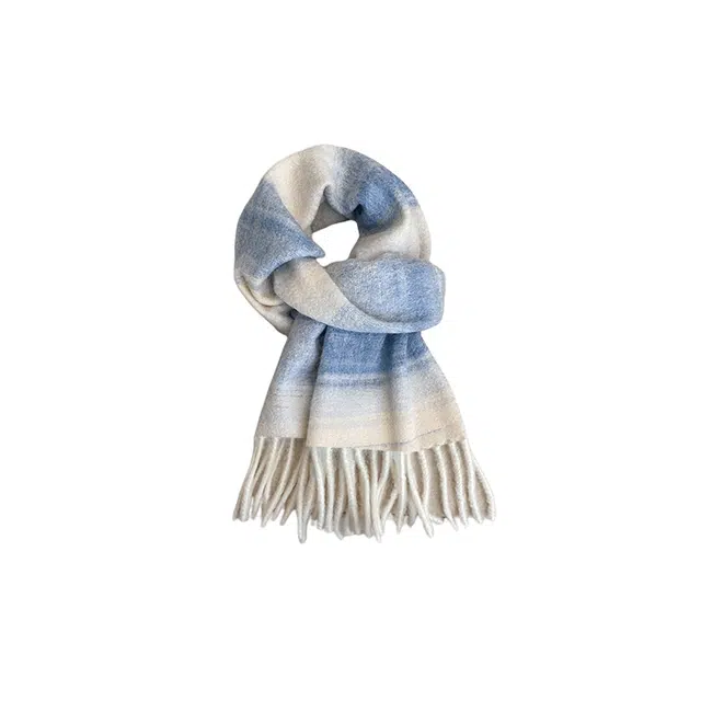 心水好物 款秋冬百搭高级感渐变色蓬松透气保暖流苏 羊毛 绒线围巾 男女同款情侣款