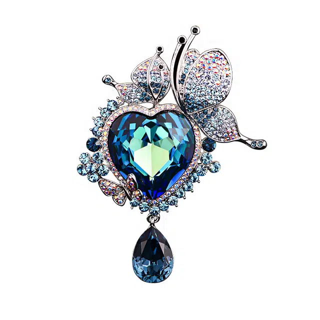 兰盈 原创设计海洋之心轻奢小众 水晶 胸针 男女同款情侣款