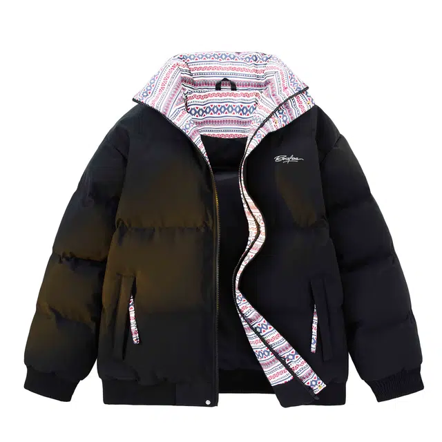 巴塞罗那足球俱乐部 美式休闲基础款字母宽松学院风防风保暖落肩立领长袖棉服 男女同款