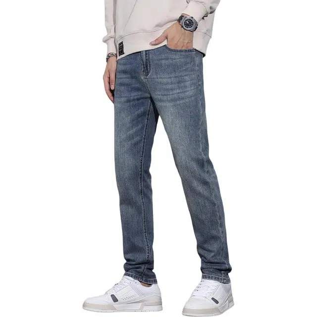 潮人榜 秋冬季高端美式潮牌复古修身直筒男士长裤子韩版潮流百搭休闲弹力轻商务显高显瘦通勤痞帅高品质牛仔裤 男款