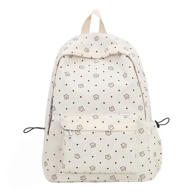 南潇湘 小清新简约百搭潮流洋气韩版时尚大容量背包初高中大学生运动休闲上课书包 灯芯绒 双肩包 常规 女款 白色/粉红色/黄色/黑色/绿色