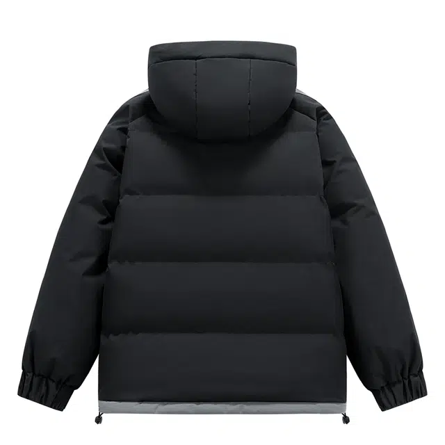 棉基因 冬季连帽撞色侧边条纹优质棉棒球服保暖高个小个子日系男简约潮流夹棉袄子美式高街工装风青少年职场通勤学院风棉衣外套 男女同款