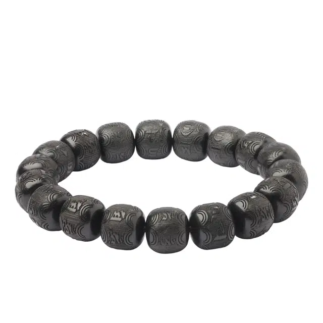 三檀小舍 【六字真言】新中式平安小众设计财源滚滚解忧好运老型珠 黑檀 手串 男女同款情侣款