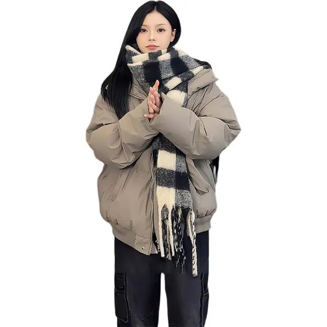 黑马漫画 短款男秋冬美式高街加厚外套立领设计感棉服 男女同款