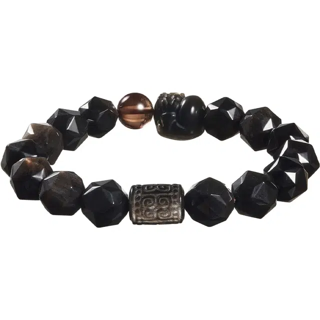 【吸金无忧】 老庙 菱形切面 森系甜美 轻奢时尚高级感显气质 日常通勤百搭 礼盒#好运天然 黑发晶 手串 女款