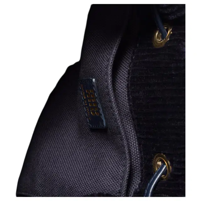 Miu Miu Leather Logo Corduroy Backpack Medium Blue