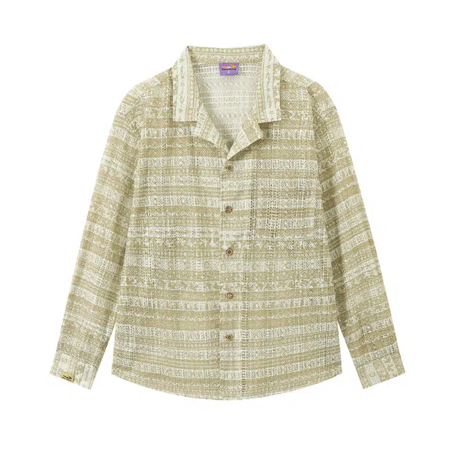 江南先生 流浪者之歌 镂空针织秋季几何常规长袖休闲风衬衫 男女同款