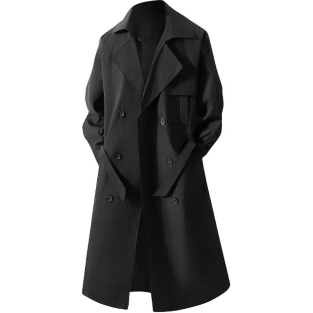 宝米卡 复古中长款外套春秋季高级感休闲过膝大衣风衣 男女同款