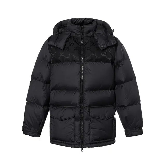 Gucci SS24 Logo Hooded Down Jacket Black