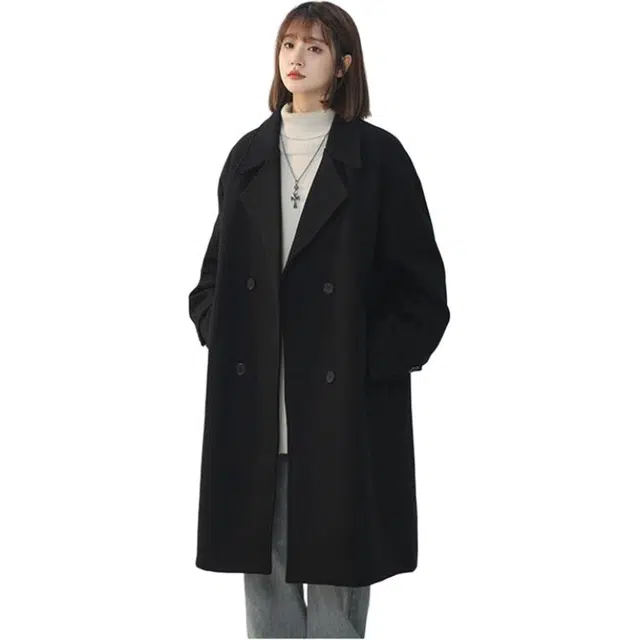 宝米卡 中长款大衣秋冬大码宽松显瘦时尚呢子外套风衣 男女同款
