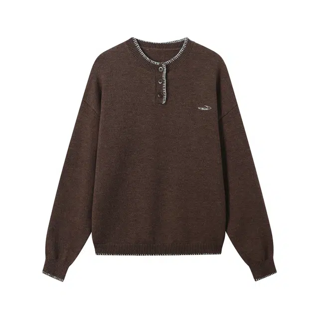 江南先生 流浪者之歌 老钱风亨利领撞色包针绣打底内搭宽松秋季休闲上衣毛衣针织衫 男女同款