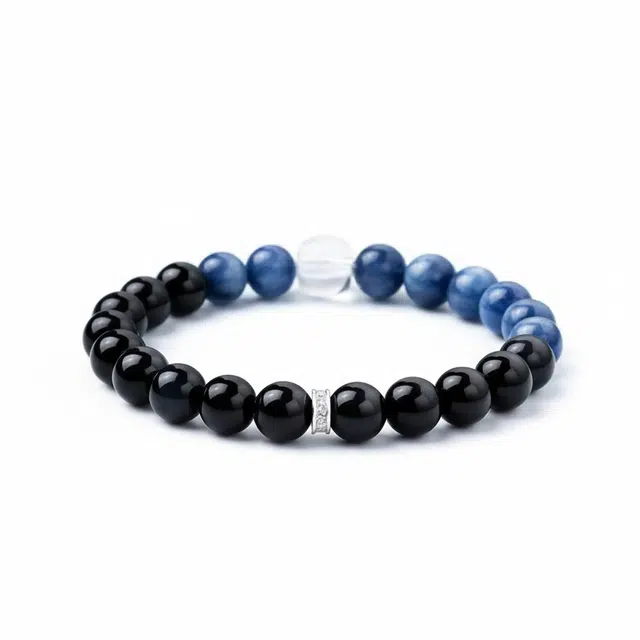 眰恦 搭配蓝晶石 星空转运珠 时尚设计感 小众创意设计  财运亨通#好运 黑曜石 手串 男女同款情侣款