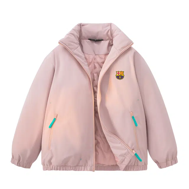 巴塞罗那足球俱乐部 美式复古高街纯色简约基础款立领舒适百搭防风户外加厚保暖高级感飞行外套通勤日常外搭长袖夹克棉服 男女同款