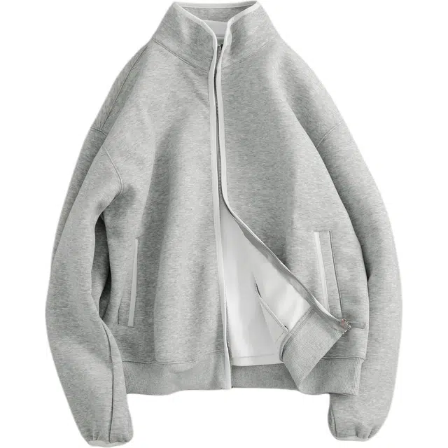 宫奴 日系休闲潮牌简约百搭宽松短款拉链开衫立领卫衣 男女同款