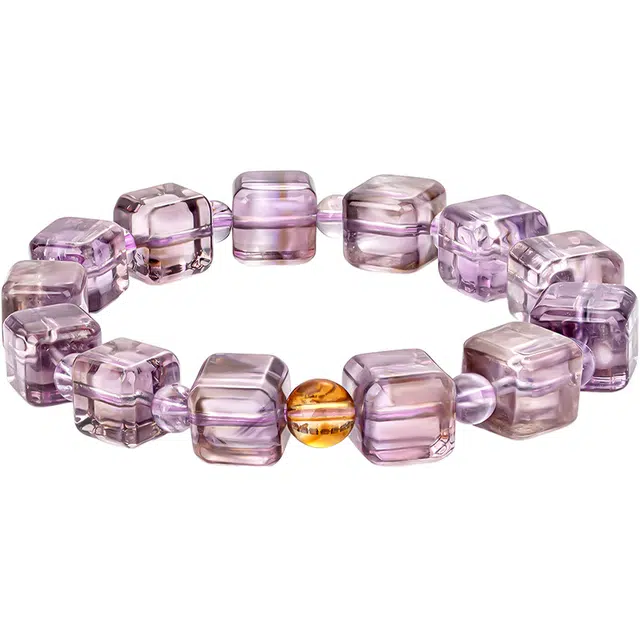 【清新淡雅】 老庙 方糖单圈 个性别致 小众设计 森系甜美 轻奢时尚高级感显气质 日常通勤百搭天然 紫水晶 手串 女款