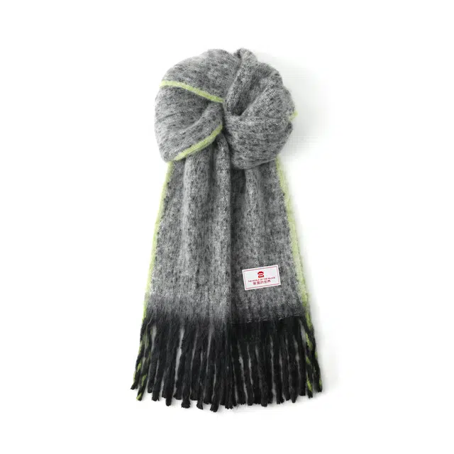 宫里的世界 秋冬拼色高级感柔软亲肤 聚酯纤维 绒线围巾 男女同款情侣款