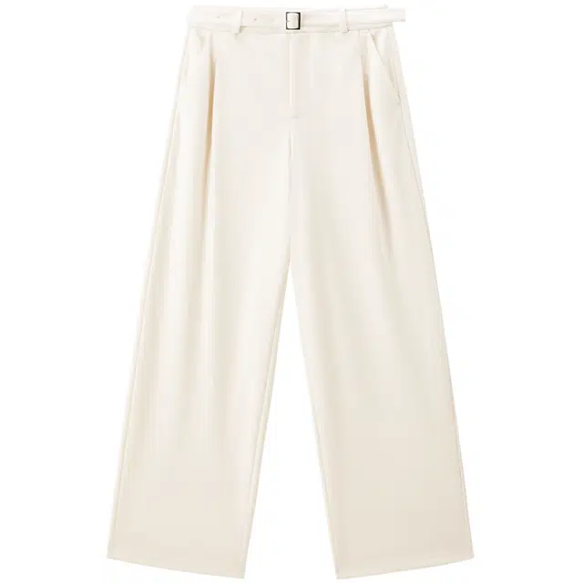 太平鸟 宽松简约舒适百搭醋酸阔腿直筒休闲裤 女款