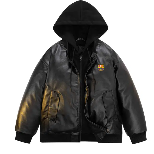巴塞罗那足球俱乐部 美式街头连帽基础款面包服个性加厚保暖舒适外套棉服 男女同款
