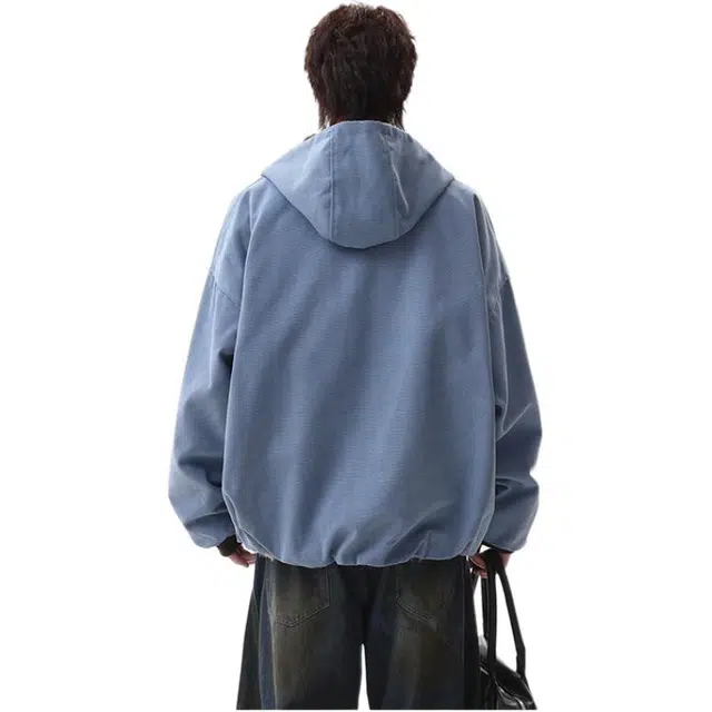 华夏儿女 冬季美式潮流复古高街时尚感纯色简约高级感日常百搭户外通勤无性别主义双拉链外套棉服 男女同款