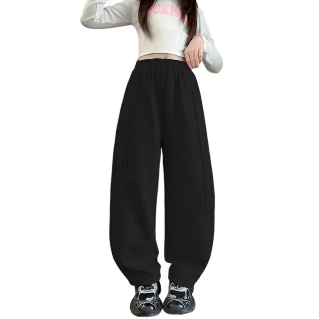 青少年 浪莎针织运动裤 春秋 潮流纯色宽松弯刀裤