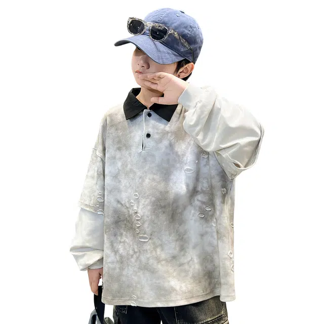 浪莎休闲卫衣 春秋 酷帅洋气拼接翻领上衣 青少年