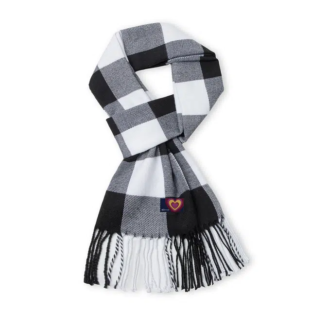 红豆 经典格子时尚百搭温暖舒适 定制卡片代写 涤纶 绒线围巾 男女同款情侣款