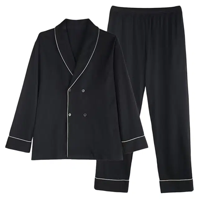 潞优野 高级感新中式珊瑚绒加厚加绒家居服秋冬季海岛绒简约纯色可外穿 睡衣套装 男款