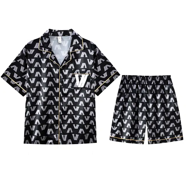 俏霓桐 大学生宿舍冰丝双短休闲亲肤舒适居家可外穿运动开衫轻奢高级感家居服睡衣套装 男款