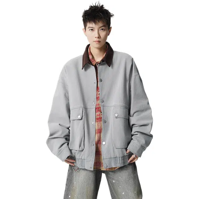 爱爸爸 做旧上衣工装美式复古水洗夹克外套 男女同款