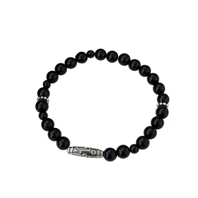 周百福 九眼天珠 水逆退散考试学业事业顺利上岸 福禄吉祥佛珠念珠纳福招财转运好运 黑曜石 手串 男女同款情侣款