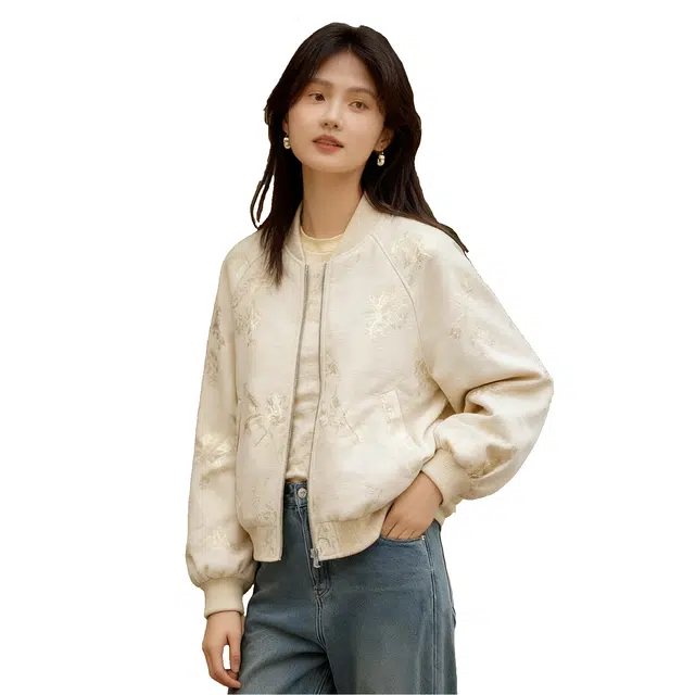 佐塞斯 高端品质轻奢新中式提花肌理感外套女秋冬季今年流行国风夹克上衣棒球服 女款