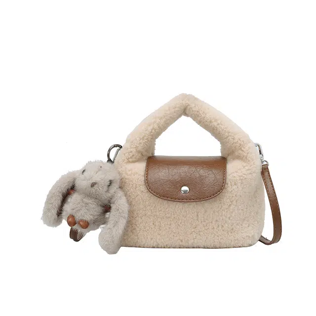 伊曼家 高颜值拼接毛绒流行时尚单肩斜挎包 毛毛 手提包 常规 女款 白色/黑色/杏色/咖色/粉色