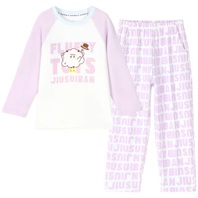 久岁伴家居服套装 秋冬高弹棉长袖圆领休闲风青少年