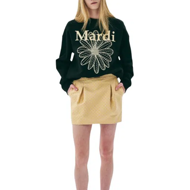 MARDI MERCREDI SS25 SWEATSHIRT FLOWERMARDI NEEDLEWORK_BLACK LEMON