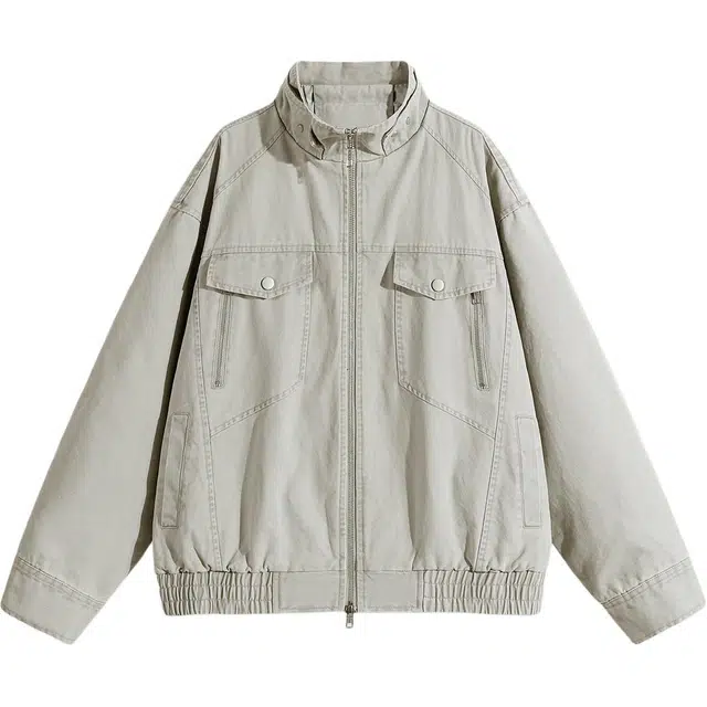 爱爸爸 秋季做旧上衣外套美式复古水洗宽松夹克 男女同款