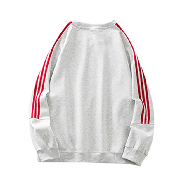 杜克恩 美式重磅撞色条纹三条杠圆领长袖外套春秋季中性潮牌休闲宽松廓形套头卫衣 男女同款