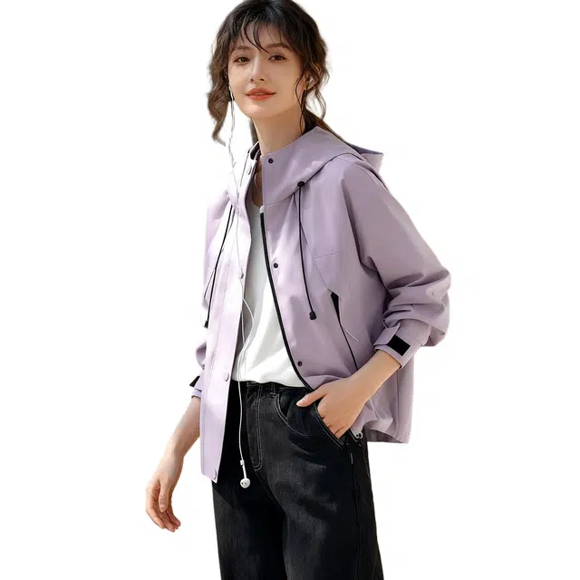 佐塞斯 高端品质轻奢一体连帽纯色女秋冬季休闲运动风巨好看短款上衣截短外套 女款