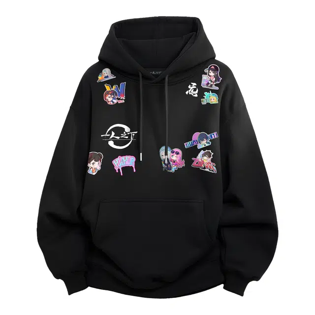 一人之下 美式高街风潮流时尚品牌动漫印花休闲舒适宽松连帽秋冬日常百搭穿搭长袖民族纯色亚版套头卫衣 男女同款