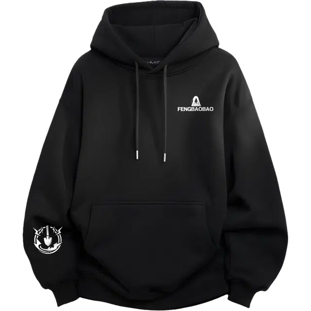 一人之下 高街风潮流时尚休闲舒适纯色连帽秋冬日常宽松百搭穿搭长袖民族套头卫衣 男女同款