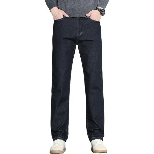 卡丹狄诺 天丝绵羊毛男士长绒棉秋冬厚款直筒修身保暖舒适百搭休闲长裤男裤子男牛仔裤 男款