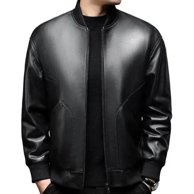 太子龍 美式棒球领中青年秋冬装帅气皮衣 男款