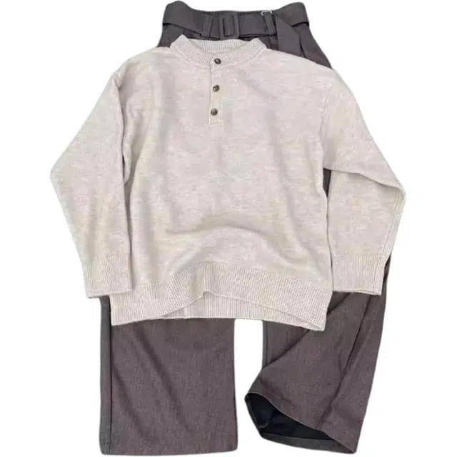 单爵 美式复古亨利领毛衣男款针织衫 男女同款